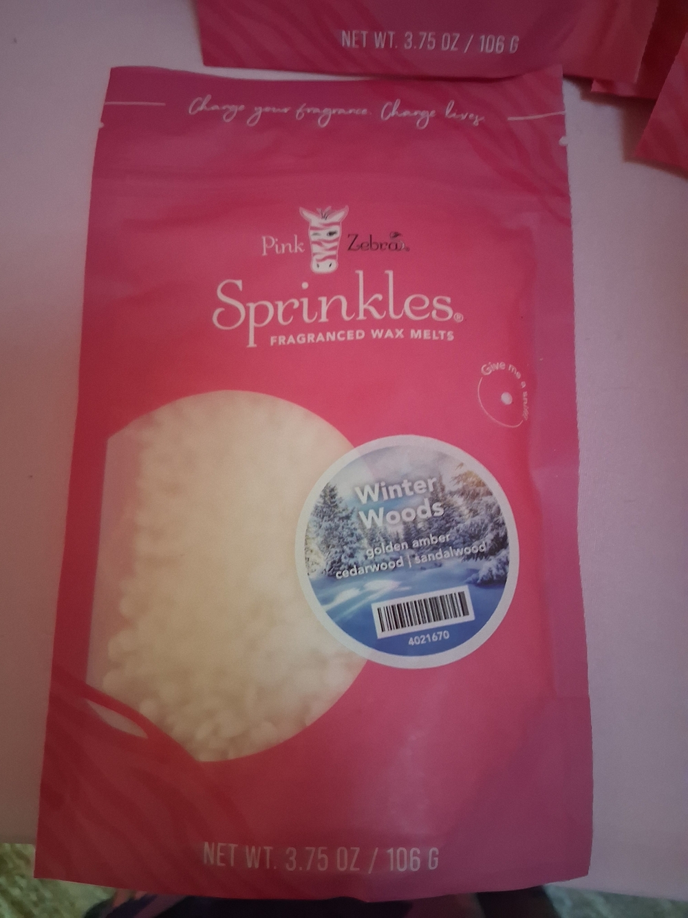 Pink Zebra Sprinkles Fragranced Wax Melts - Pink Packaging